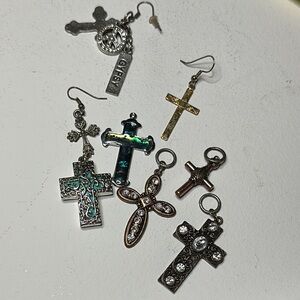 Assorted Cross Earrings and Charms